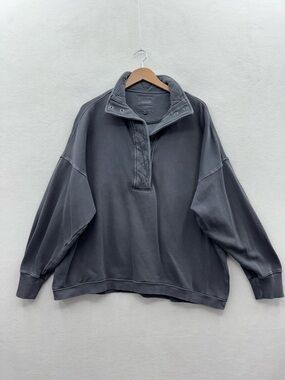 Aerie Women’s XL Oh Snap! Fleece Sweatshirt Gray Oversized Long Sleeve